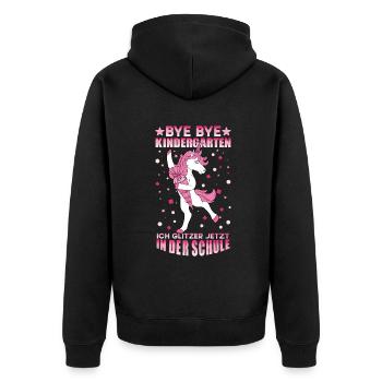 Bye Bye Kindergarten Einschulung Ich Glitzer Jetzt - Unisex Premium Bio Zip Hoodie - Schwarz - Hinten - Nico (187cm)