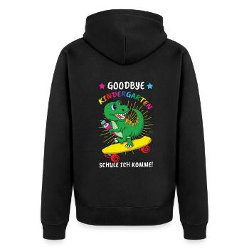 Goodbye Kindergarten Einschulung Schule Ich Komme - Unisex Premium Bio Zip Hoodie - Schwarz - Hinten - Nico (187cm)