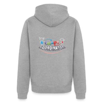 Einschulung Chaos Koordinator Lustiger Spruch - Unisex Premium Bio Zip Hoodie - Grau meliert - Hinten - Nico (187cm)