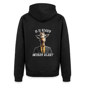 Ist es wirklich wieder Montag Nubischer Afrikaner - Unisex Premium Bio Zip Hoodie - Schwarz - Hinten - Nico (187cm)