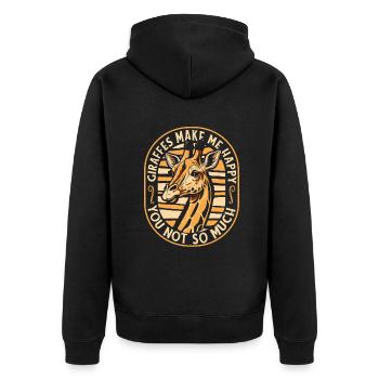 Giraffen machen mich glücklich Giraffidae Nubischer Afrikaner - Unisex Premium Bio Zip Hoodie - Schwarz - Hinten - Nico (187cm)