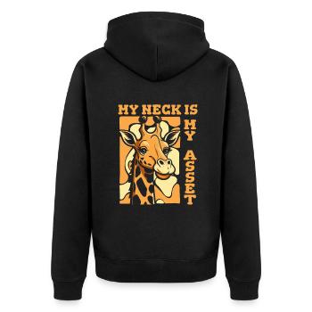 Mein Hals ist mein Kapital Giraffidae Nubischer Afrikaner - Unisex Premium Bio Zip Hoodie - Schwarz - Hinten - Nico (187cm)
