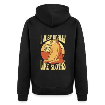Just Really Like Sloths Pilosa Folivora - Unisex Premium Organic Zip Hoodie - black - Back - Nico (187cm)