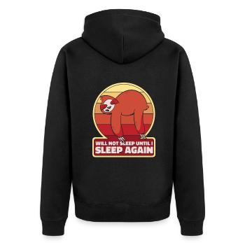 Ich werde nicht schlafen, bis ich wieder schlafe Pilosa - Unisex Premium Bio Zip Hoodie - Schwarz - Hinten - Nico (187cm)