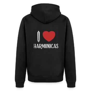 J’aime Harmonicas Harmonist Harmonicist Mouth - Veste à capuche bio Premium Unisexe - noir - Dos - Nico (187cm)