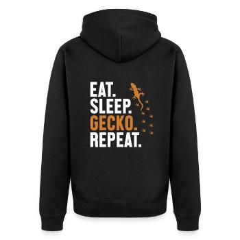 Manger Sommeil Gecko Répéter Gekkota Lézard à crête - Veste à capuche bio Premium Unisexe - noir - Dos - Nico (187cm)