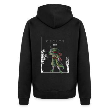 Geckos Chinois Hanzi Lézard Gekkota à crête - Veste à capuche bio Premium Unisexe - noir - Dos - Nico (187cm)
