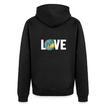 Gecko Liebe Schopfeidechse Gekkota Gecko Experte - Unisex Premium Bio Zip Hoodie - Schwarz - Hinten - Nico (187cm)