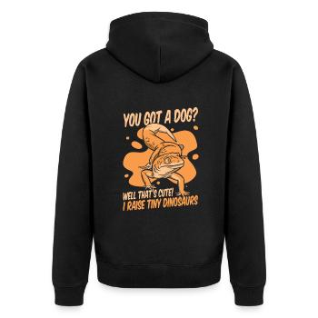 Ich züchte winzige Dinosaurier Eidechse Gekkota Schopf - Unisex Premium Bio Zip Hoodie - Schwarz - Hinten - Nico (187cm)