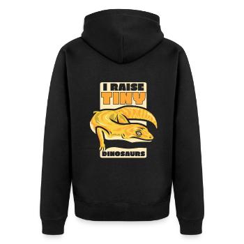 Ich züchte winzige Dinosaurier Gekkota Schopfeidechse - Unisex Premium Bio Zip Hoodie - Schwarz - Hinten - Nico (187cm)