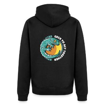 Geck Yo Agir Ensemble Lézard Gekkota À Crête - Veste à capuche bio Premium Unisexe - noir - Dos - Nico (187cm)