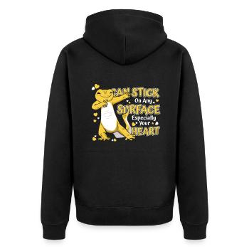 Kann auf jeder Oberfläche kleben Eidechse Gekkota Leopard - Unisex Premium Bio Zip Hoodie - Schwarz - Hinten - Nico (187cm)