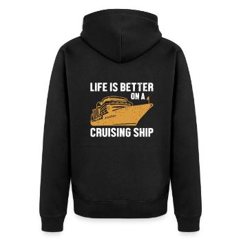 Das Leben auf einem Kreuzfahrtschiff ist besser Passagiere - Unisex Premium Bio Zip Hoodie - Schwarz - Hinten - Nico (187cm)