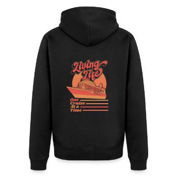 Das Leben leben, eine Kreuzfahrt nach der anderen Kreuzfahrtschiff - Unisex Premium Bio Zip Hoodie - Schwarz - Hinten - Nico (187cm)