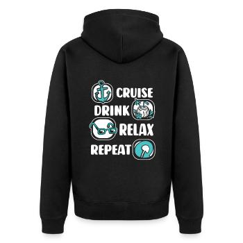 Cruise Drink Relax Repeat Cruise Ship Cruise - Unisex Premium Organic Zip Hoodie - black - Back - Nico (187cm)