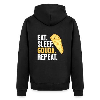 Eat Sleep Gouda Repeat Maker Queso Cheesemonger - Unisex Premium Organic Zip Hoodie - black - Back - Nico (187cm)