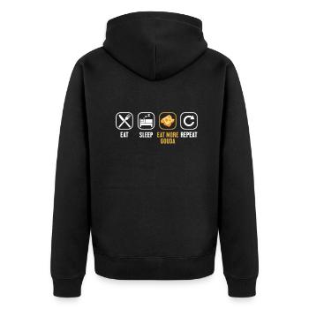 Eat Sleep Eat More Gouda Repeat Maker Queso Gouda - Unisex Premium Organic Zip Hoodie - black - Back - Nico (187cm)