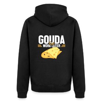 Gouda d’abord travail plus tard fromager Queso - Veste à capuche bio Premium Unisexe - noir - Dos - Nico (187cm)