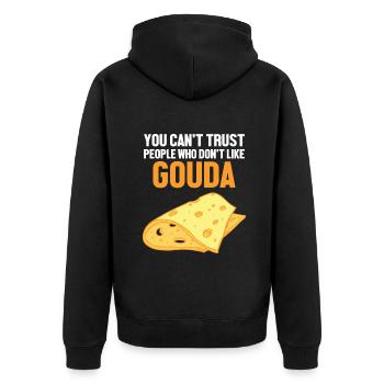 Ne faites pas confiance aux gens qui n’aiment pas Gouda Maker - Veste à capuche bio Premium Unisexe - noir - Dos - Nico (187cm)