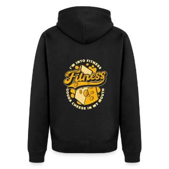 Je Suis Dans Le Gouda Fitness Dans Ma Bouche Maker Queso - Veste à capuche bio Premium Unisexe - noir - Dos - Nico (187cm)