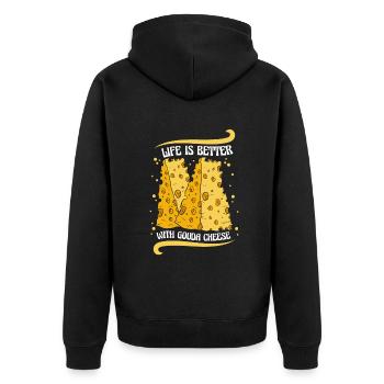La vie est plus belle avec le fromage Gouda Queso Maker - Veste à capuche bio Premium Unisexe - noir - Dos - Nico (187cm)