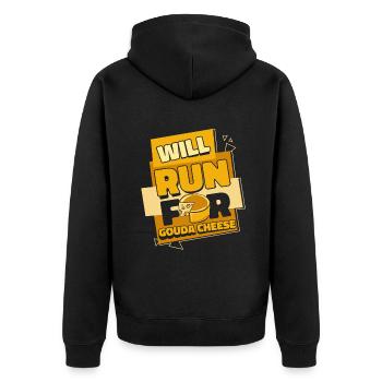 Courir pour le fromage Gouda Queso Cheesemonger - Veste à capuche bio Premium Unisexe - noir - Dos - Nico (187cm)