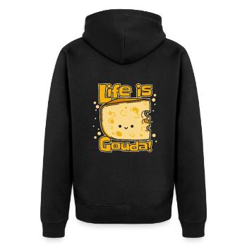 Life Is Gouda Maker Queso Cheesemonger Lover - Unisex Premium Organic Zip Hoodie - black - Back - Nico (187cm)