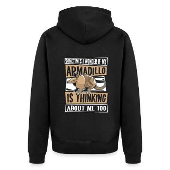 Je me demande si mon tatou pense à moi aussi - Veste à capuche bio Premium Unisexe - noir - Dos - Nico (187cm)
