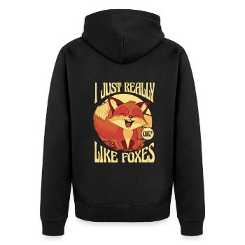 Ich mag Füchse Caninae Rotfuchs Canidae - Unisex Premium Bio Zip Hoodie - Schwarz - Hinten - Nico (187cm)