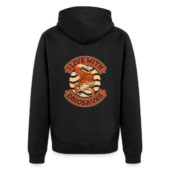 I Live With Dinosaurs Gekkota Crested Lizard - Unisex Premium Organic Zip Hoodie - black - Back - Nico (187cm)