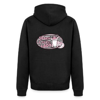 Crazy Gecko Lady Lizard Gekkota Schopfleopard - Unisex Premium Bio Zip Hoodie - Schwarz - Hinten - Nico (187cm)