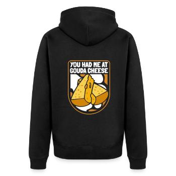 Tu m’as eu au fromage Gouda Queso Cheesemonger - Veste à capuche bio Premium Unisexe - noir - Dos - Nico (187cm)