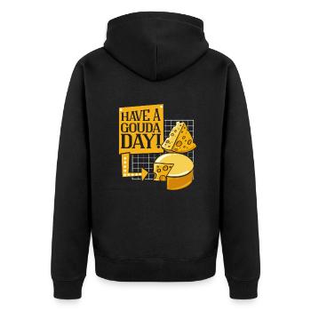 Avoir un amateur de fromage Gouda Day Maker Queso - Veste à capuche bio Premium Unisexe - noir - Dos - Nico (187cm)