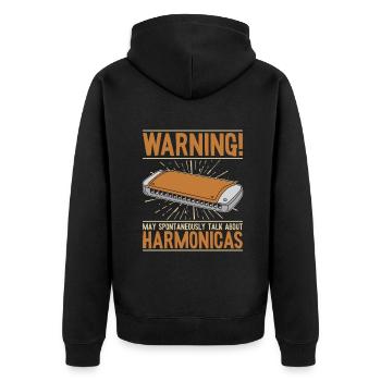 May Spontaneously Talk About Harmonicas Mouth - Unisex Premium Organic Zip Hoodie - black - Back - Nico (187cm)