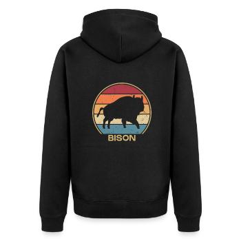 Retro Buffalo American Bison Bovinae Lover Bison - Unisex Premium Organic Zip Hoodie - black - Back - Nico (187cm)
