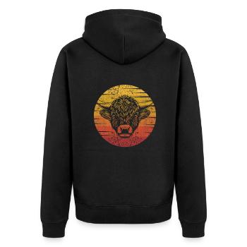 Retro Buffalo Bovinae American Bison Lover Bison - Unisex Premium Organic Zip Hoodie - black - Back - Nico (187cm)