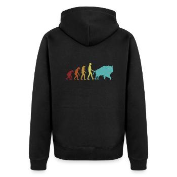 Bison Evolution Büffel Bovinae Amerikanischer Bison - Unisex Premium Bio Zip Hoodie - Schwarz - Hinten - Nico (187cm)