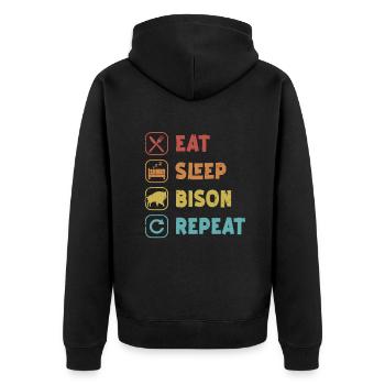 Manger Dormir Bison Répéter Buffalo Bovinae Américain - Veste à capuche bio Premium Unisexe - noir - Dos - Nico (187cm)
