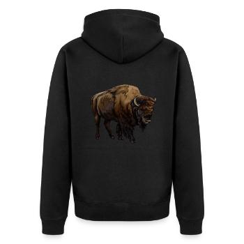 Büffel Amerikanischer Bison Bovinae Liebhaber Bison - Unisex Premium Bio Zip Hoodie - Schwarz - Hinten - Nico (187cm)