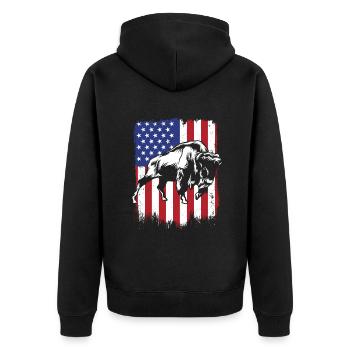 Bison Amerikanische Flagge Büffel Bovinae Amerikanisch - Unisex Premium Bio Zip Hoodie - Schwarz - Hinten - Nico (187cm)