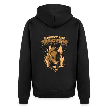 Respekt Die Bisons Büffel Amerikanische Bisons Bovinae - Unisex Premium Bio Zip Hoodie - Schwarz - Hinten - Nico (187cm)