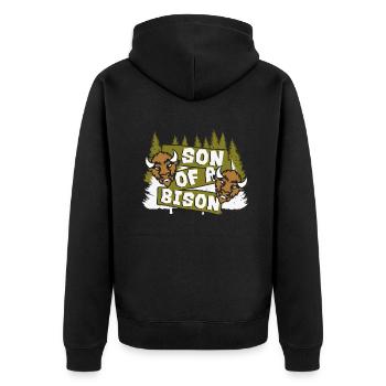 Sohn eines Bisons Büffel Bovinae Amerikanischer Bison - Unisex Premium Bio Zip Hoodie - Schwarz - Hinten - Nico (187cm)