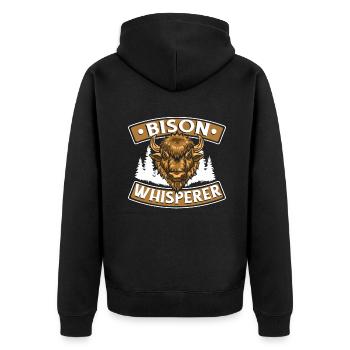 Bison Whisperer Buffalo American Bison Bovinae - Unisex Premium Organic Zip Hoodie - black - Back - Nico (187cm)