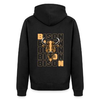 Büffel Amerikanischer Bison Bovinae Liebhaber Bison - Unisex Premium Bio Zip Hoodie - Schwarz - Hinten - Nico (187cm)