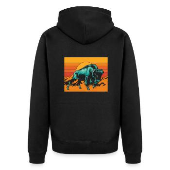 Retro Buffalo Bovinae American Bison Lover Bison - Unisex Premium Organic Zip Hoodie - black - Back - Nico (187cm)