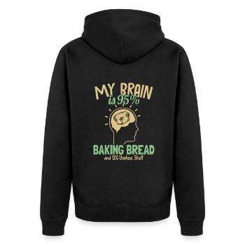 Mein Gehirn ist zu 95% Liebhaber von Brotbackautomaten - Unisex Premium Bio Zip Hoodie - Schwarz - Hinten - Nico (187cm)