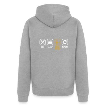 Mangez Dormez Cuire du pain Répétez l’amateur de pâte à pain - Veste à capuche bio Premium Unisexe - gris chiné - Dos - Nico (187cm)