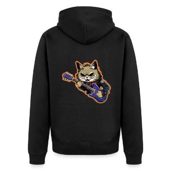 Musiker Cat Rocker E-Gitarre Instrumente - Unisex Premium Bio Zip Hoodie - Schwarz - Hinten - Nico (187cm)