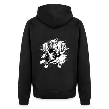 Chat jouant des instruments de guitare acoustique génial - Veste à capuche bio Premium Unisexe - noir - Dos - Nico (187cm)