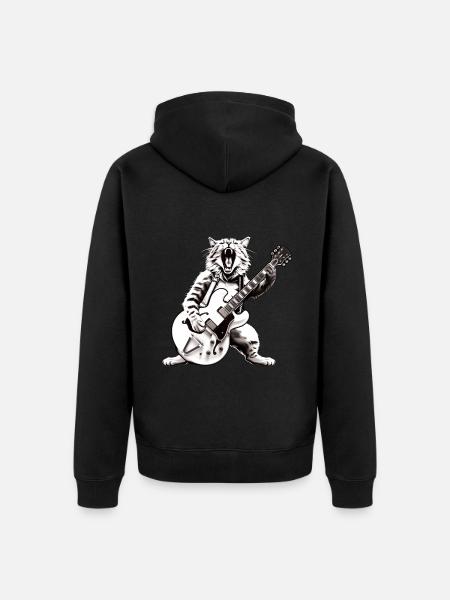 Rocker Cat spielt Gitarreninstrumente Awesome - Unisex Premium Bio Zip Hoodie - Schwarz